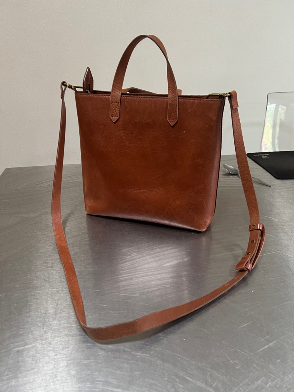 Madewell Brown Leather Crossbody Tote